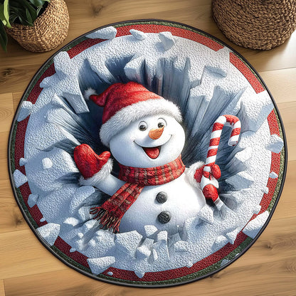 Frosty Hug Snowman WN1111053CL Quilted Round Mat