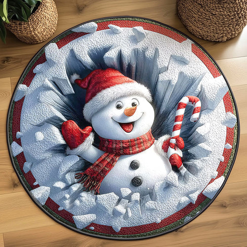 Frosty Hug Snowman WN1111053CL Quilted Round Mat