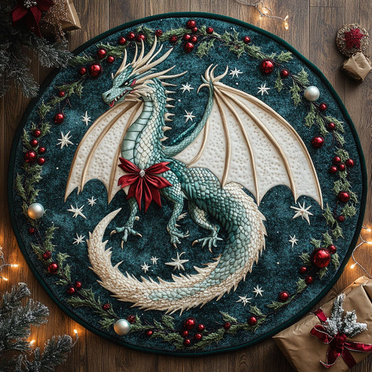 Christmas Dragon WY2904053CL Quilted Round Mat