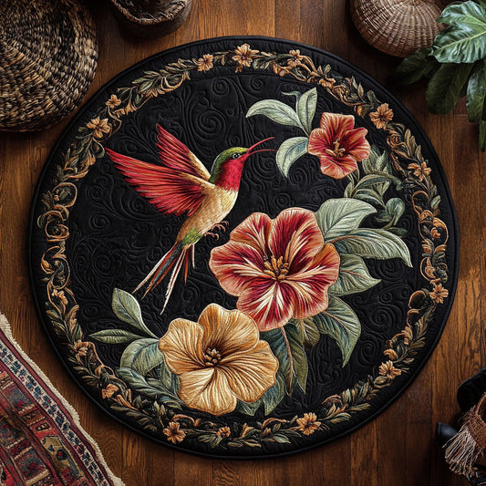 Midnight Hibiscus Garden WY3006117CL Quilted Round Mat