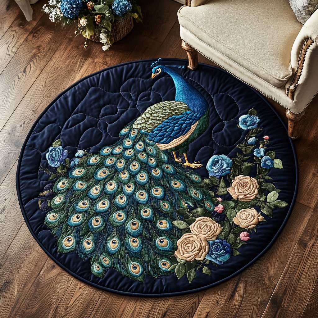 Majestic Peacock WN2103096CL Quilted Round Mat