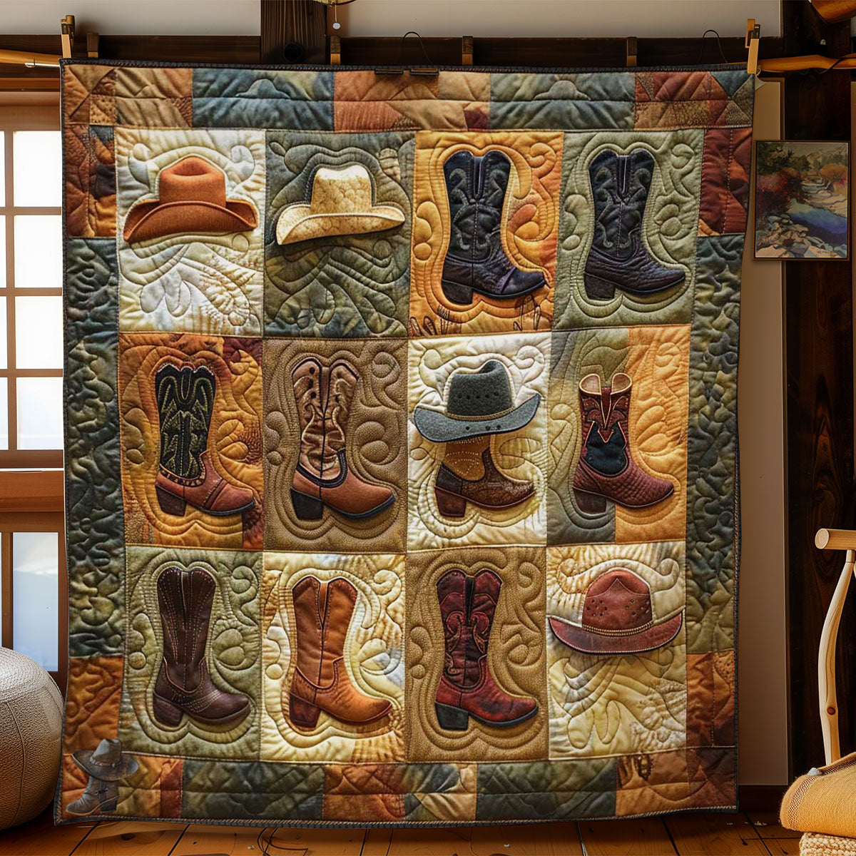 Vintage Boot And Hat WN3110027CL Quilt