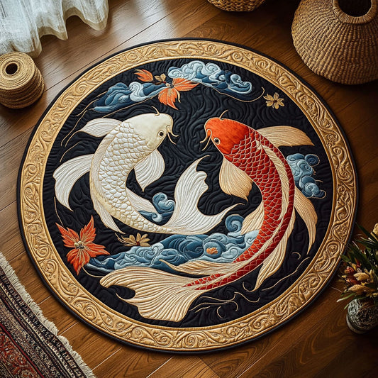 Fish Of Fortune WY0508004CL Quilted Round Mat