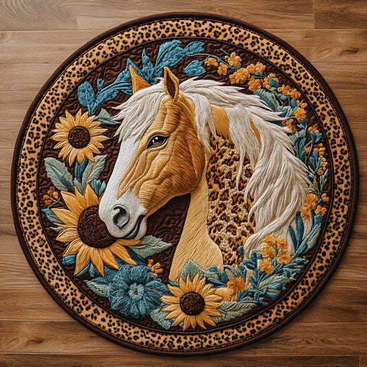 Floral Horse WN2404007CL Quilted Round Mat