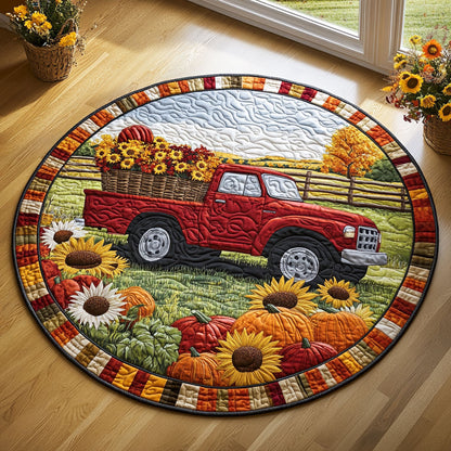 Autumn Harvest Truck WY1808044CL Quilted Round Mat