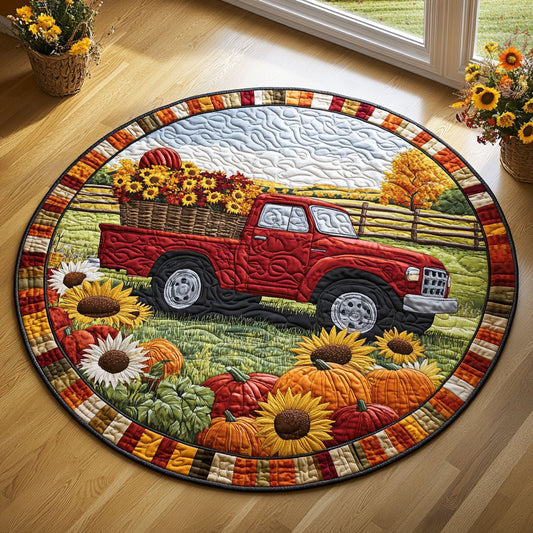Autumn Harvest Truck WY1808044CL Quilted Round Mat