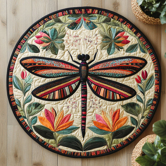 Floral Tribal Dragonfly CW2006020CL Quilted Round Mat