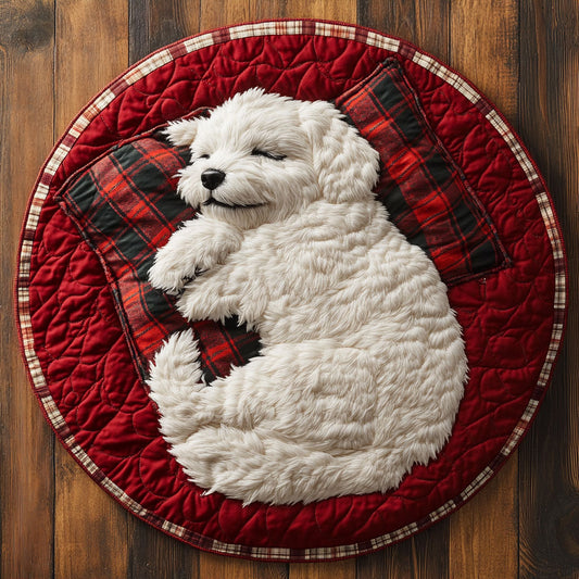 Bichon Frise Charm WN0907004CL Quilted Round Mat