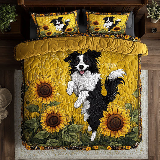 Happy Dog In Sunflower WY1302091CL Duvet Cover Set