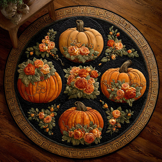 Floral Pumpkin CW0808002CL Quilted Round Mat