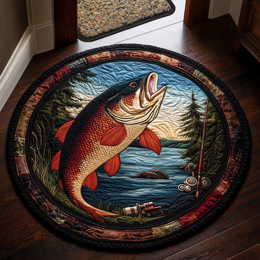 Gone Fishing CM2705001CL Quilted Round Mat