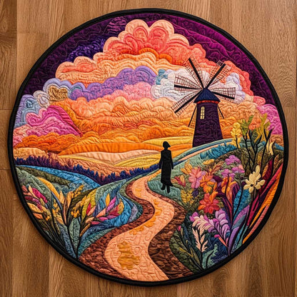 Rustic Windmill WN2304021CL Quilted Round Mat