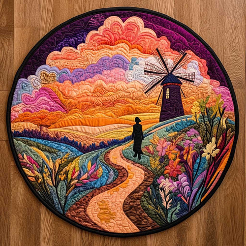 Rustic Windmill WN2304021CL Quilted Round Mat