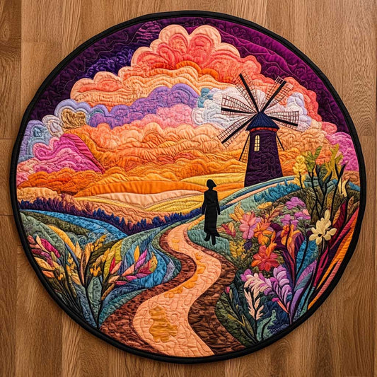 Rustic Windmill WN2304021CL Quilted Round Mat