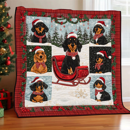 Dachshund Snow Ride CW1211021CL Quilt