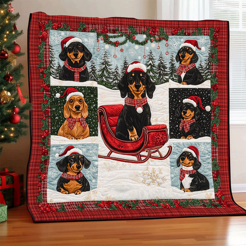 Dachshund Snow Ride CW1211021CL Quilt