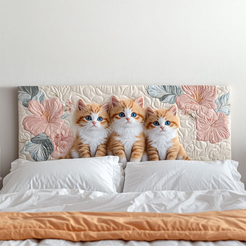 Floral Kitty Whispers KL2512011CL Quilted Headboard Slipcover