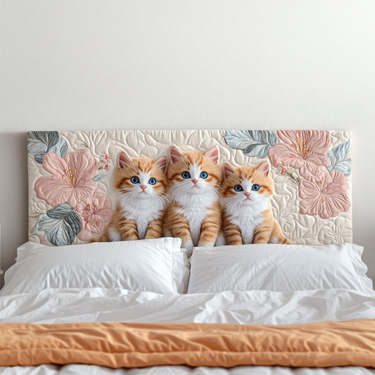 Floral Kitty Whispers KL2512011CL Quilted Headboard Slipcover
