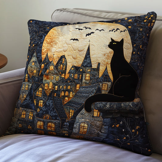 Black Cat Looking Up The Moon WU1002060CL Quilt Pillow Case