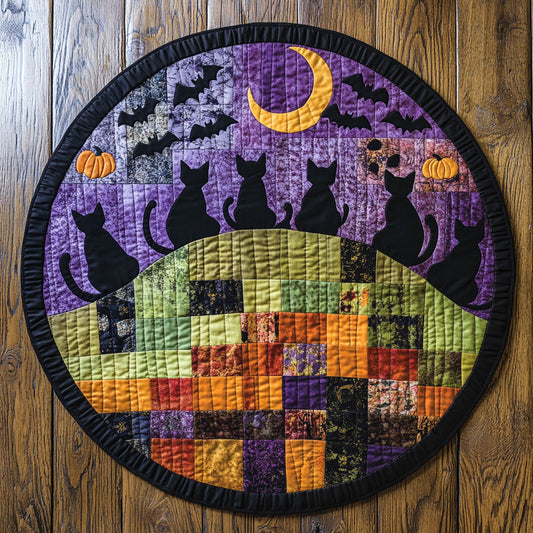 Black Cat Patchwork WU2503066CL Quilted Round Mat