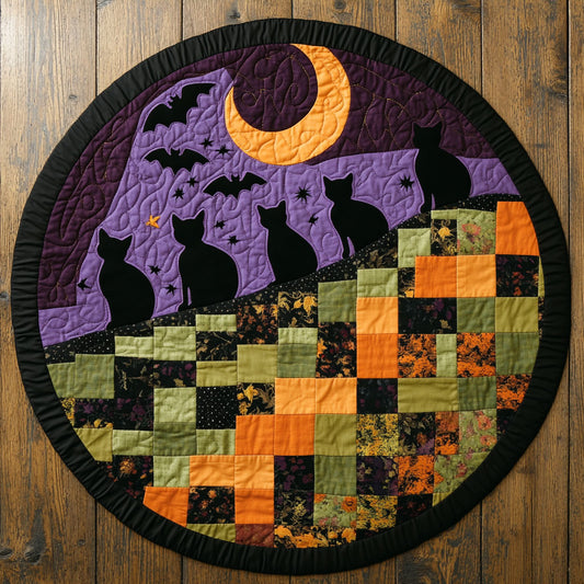 Black Cat Patchwork WU2503067CL Quilted Round Mat