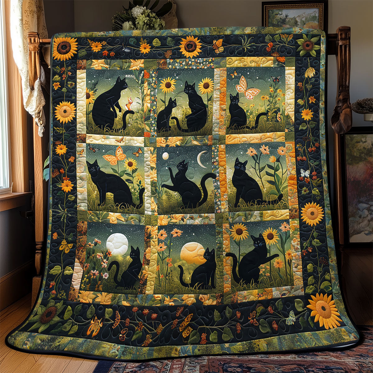 Black Cat Sunflower YR0502036CL Quilt