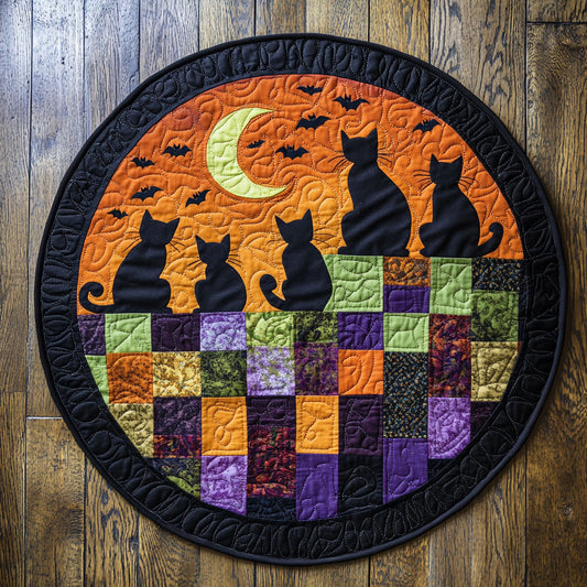Black Cat WU2503065CL Quilted Round Mat