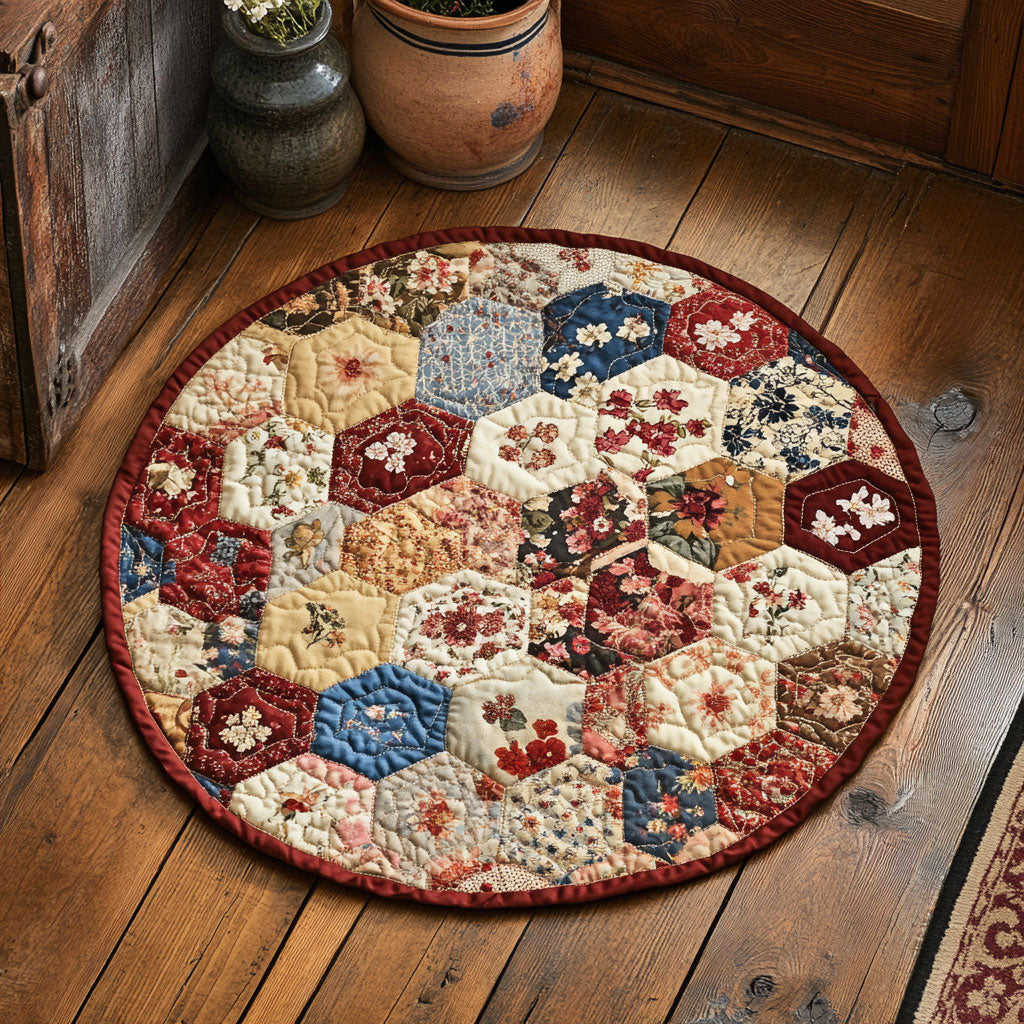 Blooming Patchwork WU2103076CL Quilted Round Mat
