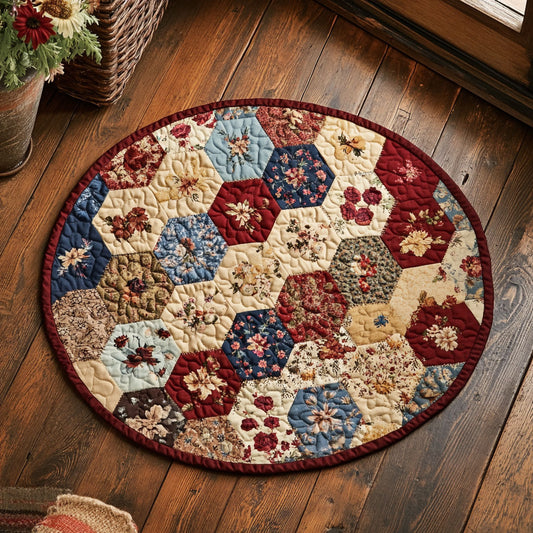 Blooming Patchwork WU2103077CL Quilted Round Mat