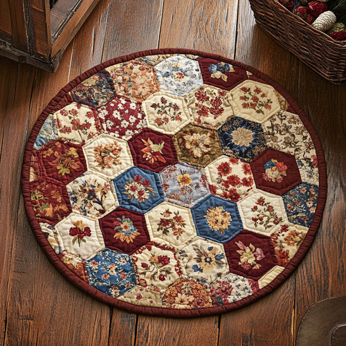 Blooming Patchwork WU2103078CL Quilted Round Mat