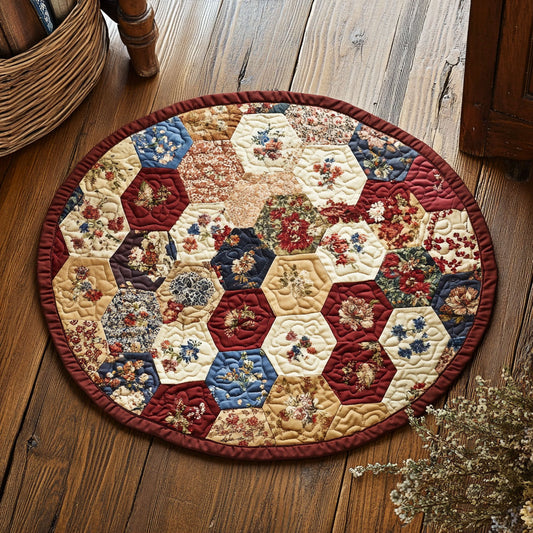 Blooming Patchwork WU2103079CL Quilted Round Mat