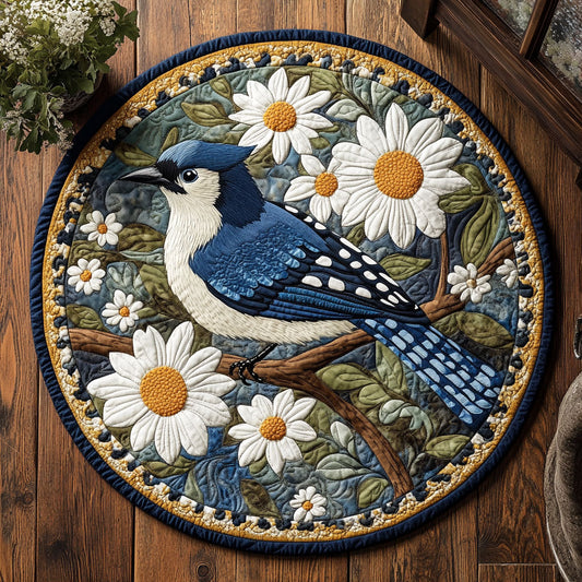 Blue Jay Bird CP0107010CL Quilted Round Mat