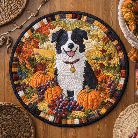 Border Collie Harvest Farm WY0708098CL Quilted Round Mat