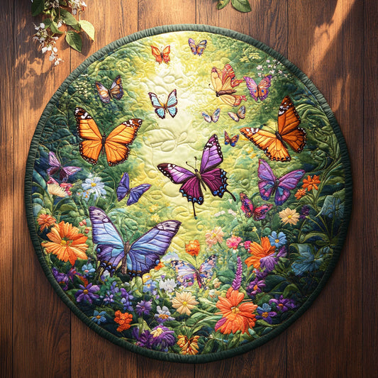 Butterfly Foliage WU2103001CL Quilted Round Mat
