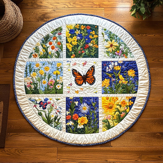 Butterfly Garden WY0808079CL Quilted Round Mat