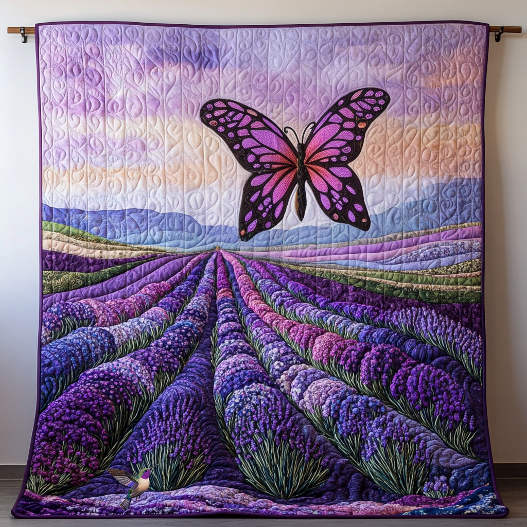 Butterfly Lavender Field WU1112002CL Quilt