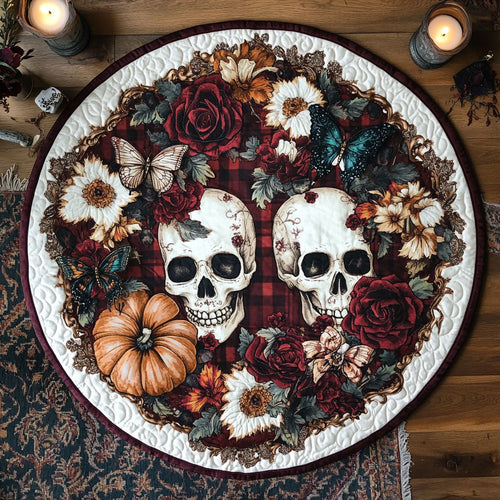 Rose Skull WN1308104CL Quilted Round Mat