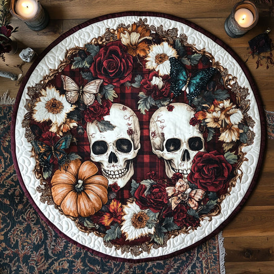 Rose Skull WN1308104CL Quilted Round Mat