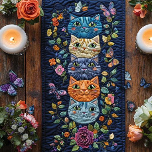 Colorful Cat WY2105036CL Quilted Table Runner