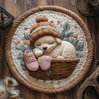 Cute Sleeping Puppy WY2605044CL Quilted Round Mat