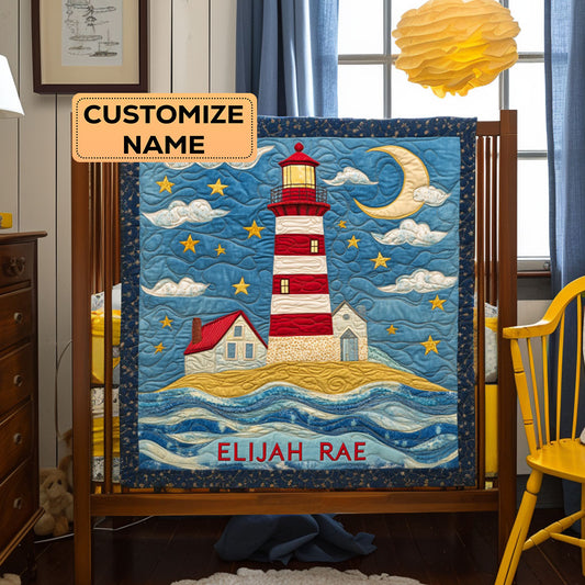 Lighthouse And Moon WY3007016CL Personalized Baby Quilt