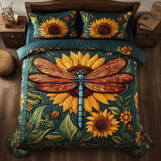 Dragonfly In Sunflower Garden WY2202019CL Duvet Cover Set