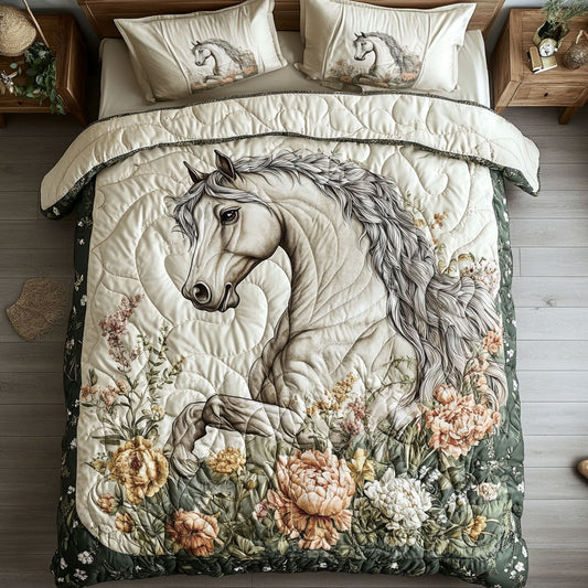 White Horse In Flower WY0502056CL Duvet Cover Set