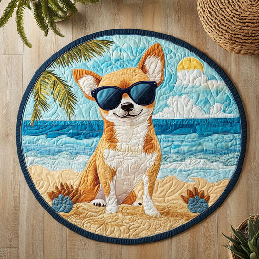 Chihuahua Beach WX2605013CL Quilted Round Mat