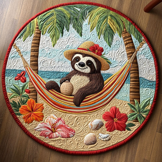 Sloth's Happy Place LT2011020CL Quilted Round Mat