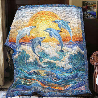 Dolphin Family In Sunset WY2103046CL Quilt