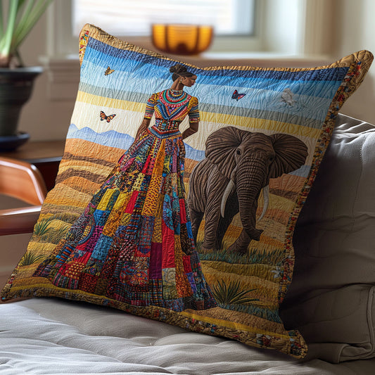 Elephant And Women WY1102066CL Quilt Pillow Case