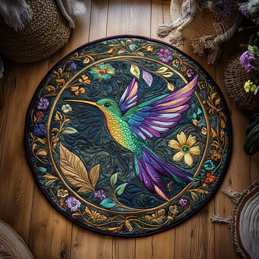 Whimsical Hummingbird Garden WY2805048CL Quilted Round Mat