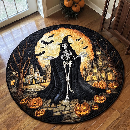 Skeleton And Haunted House WY1808043CL Quilted Round Mat
