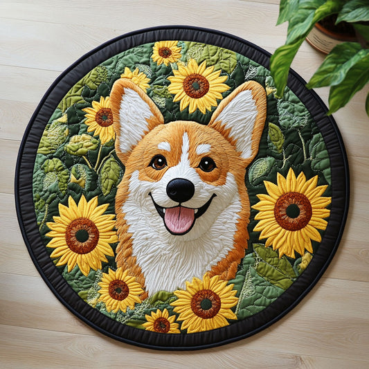 Happy Corgi CW2006022CL Quilted Round Mat